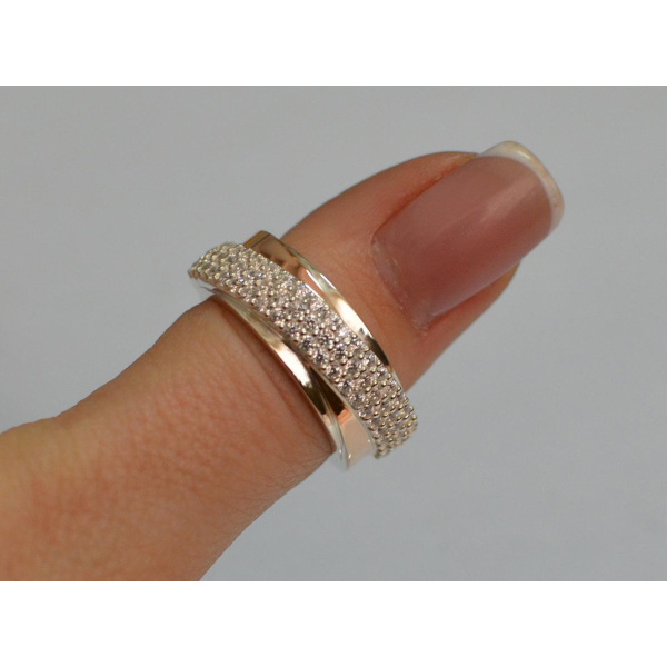 Серебряное кольцо с золотыми вставками (157к)