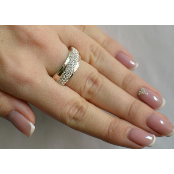 Серебряное кольцо с золотыми вставками (157к)