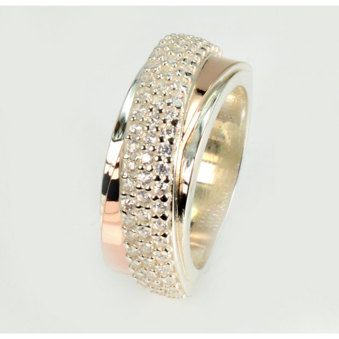 Срібна каблучка з золотими вставками