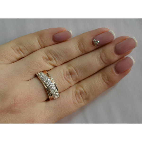 Серебряное кольцо с золотыми вставками (157к)