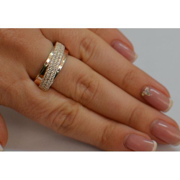 Серебряное кольцо с золотыми вставками (157к)