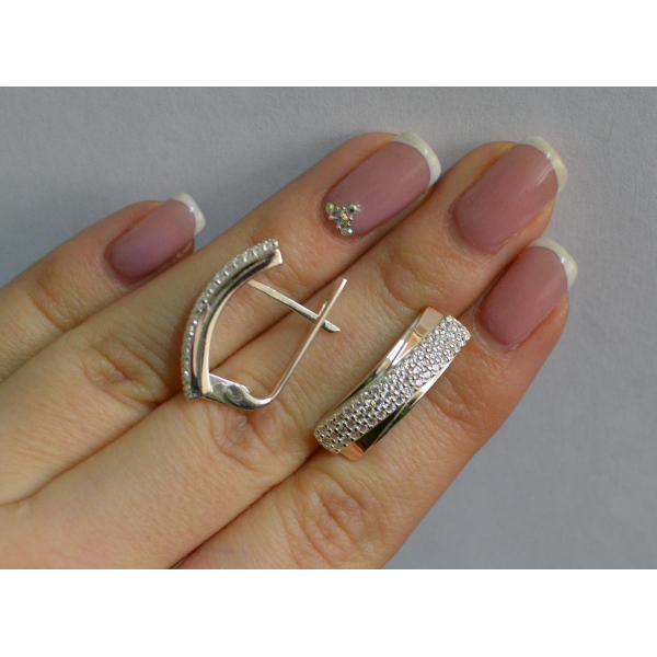 Серебряные серьги с золотыми вставками (157с)