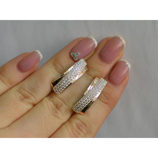 Серебряные серьги с золотыми вставками (157с)