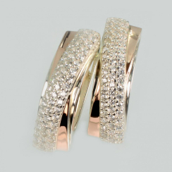 Серебряные серьги с золотыми вставками