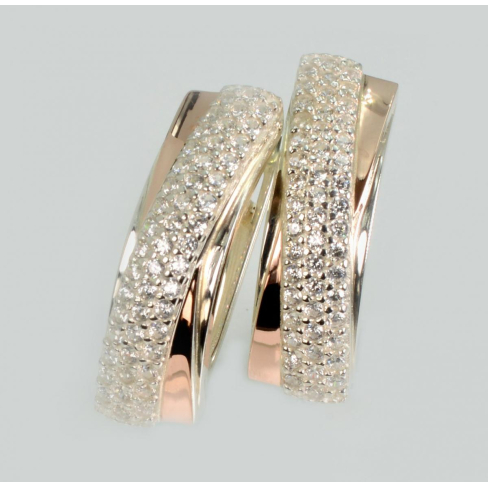 Серебряные серьги с золотыми вставками