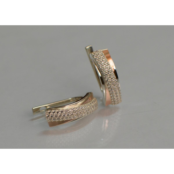 Серебряные серьги с золотыми вставками (157с)