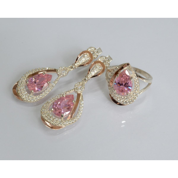 Серебряный набор с золотыми пластинами (158)