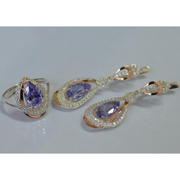 Серебряный набор с золотыми пластинами (158)