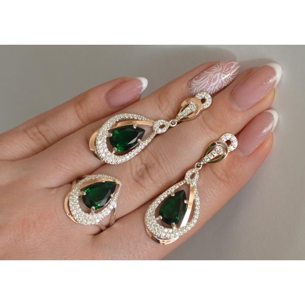 Серебряный набор с золотыми пластинами (158)