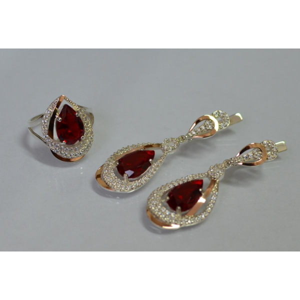 Серебряный набор с золотыми пластинами (158)