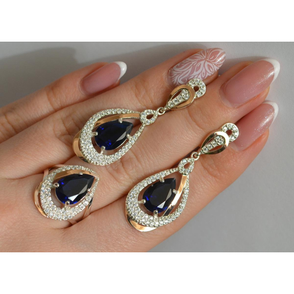 Серебряный набор с золотыми пластинами (158)