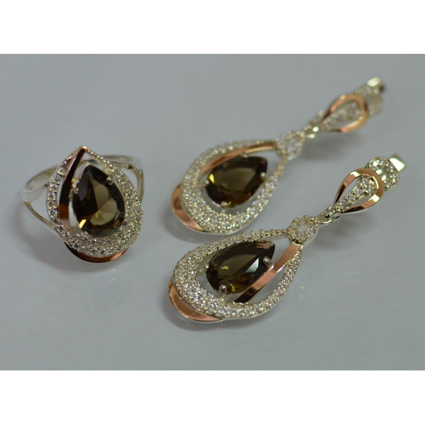 Серебряный набор с золотыми пластинами (158)