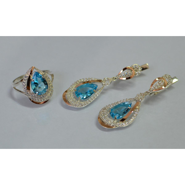 Серебряный набор с золотыми пластинами (158)