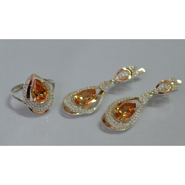 Серебряный набор с золотыми пластинами (158)