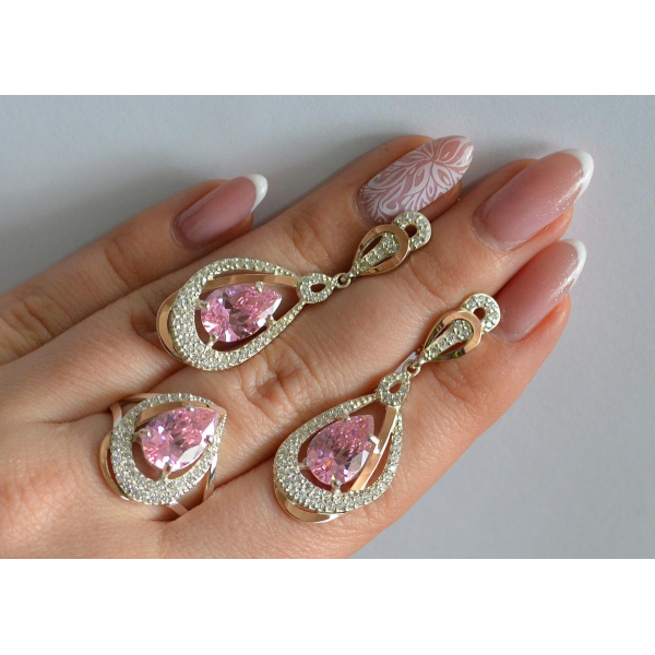 Серебряный набор с золотыми пластинами (158)