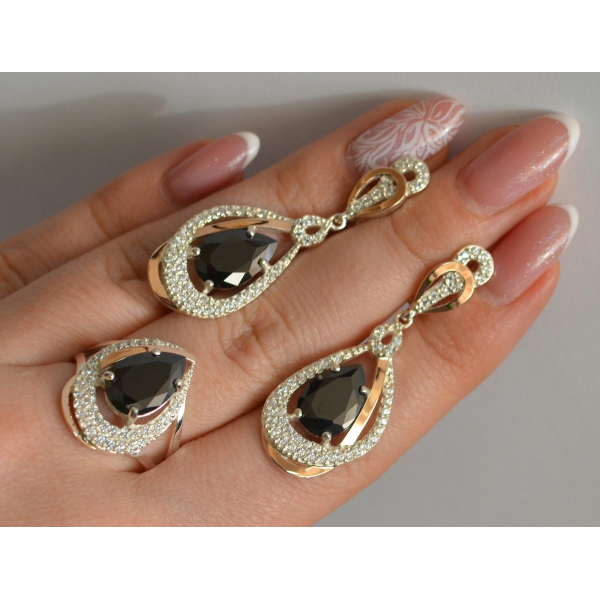 Серебряный набор с золотыми пластинами (158)