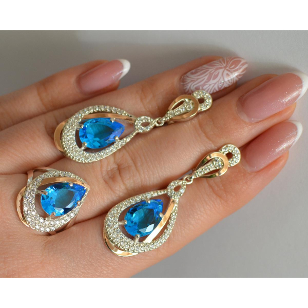 Серебряный набор с золотыми пластинами (158)