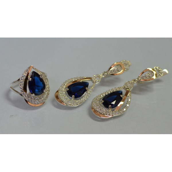 Серебряный набор с золотыми пластинами (158)