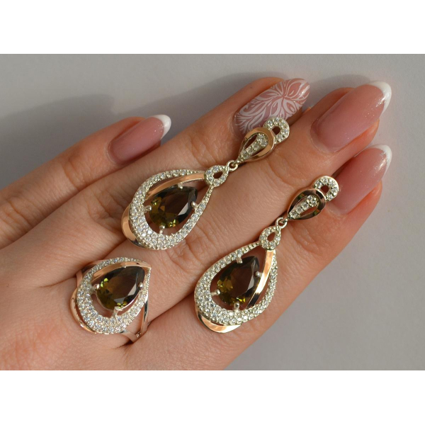 Серебряный набор с золотыми пластинами (158)