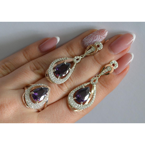 Серебряный набор с золотыми пластинами (158)