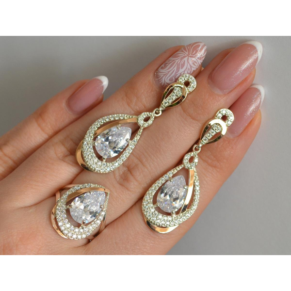 Серебряный набор с золотыми пластинами (158)