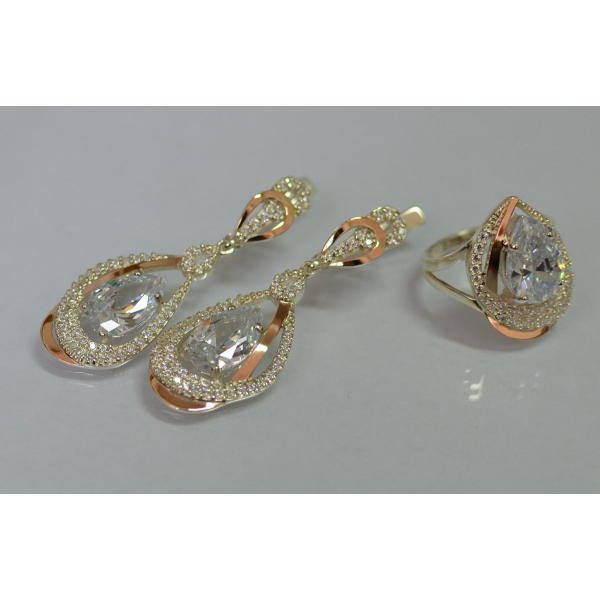 Серебряный набор с золотыми пластинами (158)