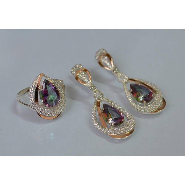 Серебряный набор с золотыми пластинами (158)