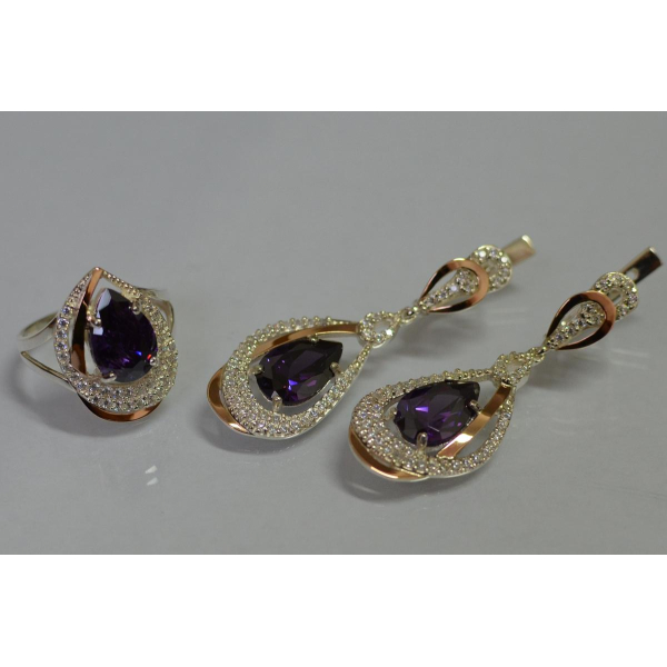 Серебряный набор с золотыми пластинами (158)