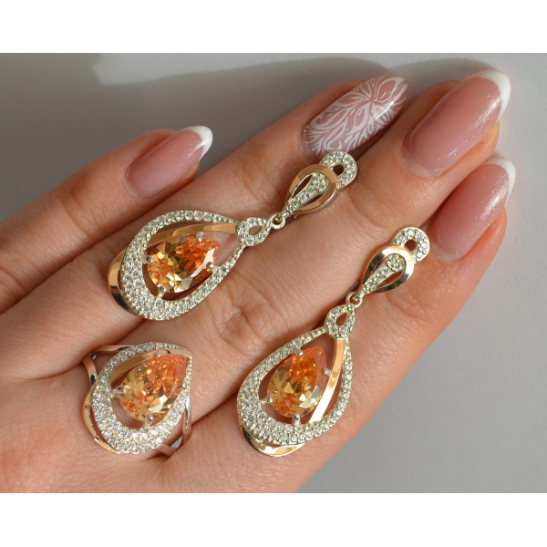 Серебряный набор с золотыми пластинами (158)