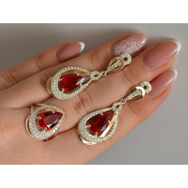 Серебряный набор с золотыми пластинами (158)