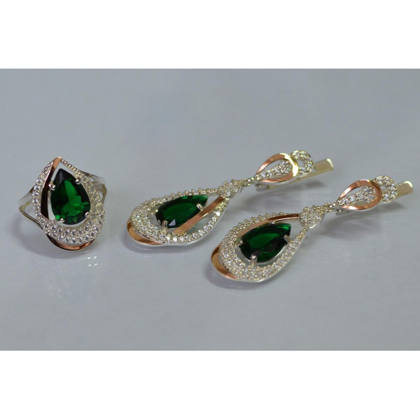 Серебряный набор с золотыми пластинами (158)