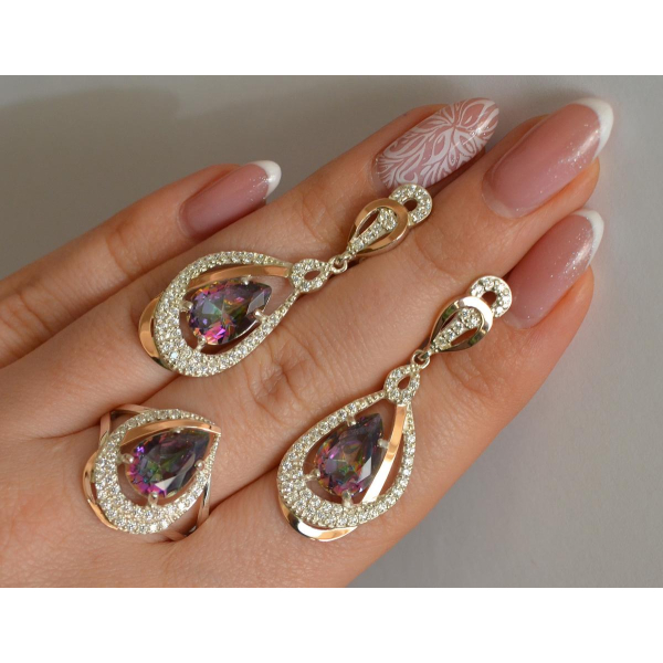 Серебряный набор с золотыми пластинами (158)