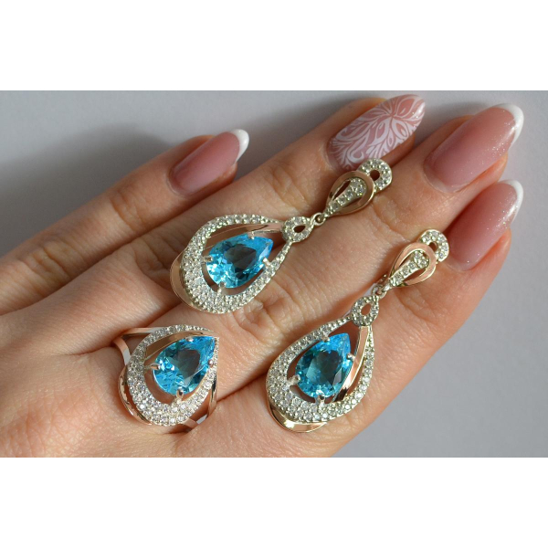 Серебряный набор с золотыми пластинами (158)