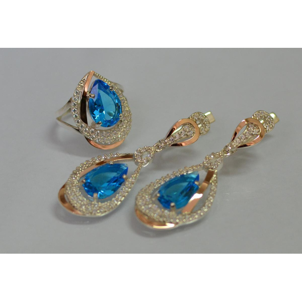 Серебряный набор с золотыми пластинами (158)