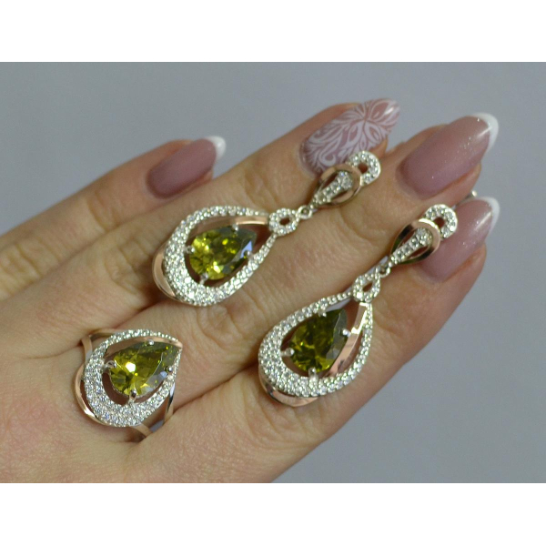 Серебряный набор с золотыми пластинами (158)