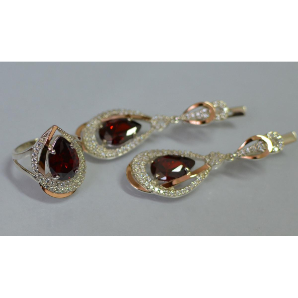 Серебряный набор с золотыми пластинами (158)