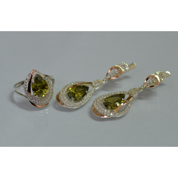 Серебряный набор с золотыми пластинами (158)