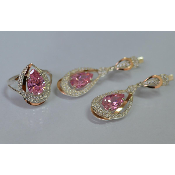 Серебряный набор с золотыми пластинами (158)