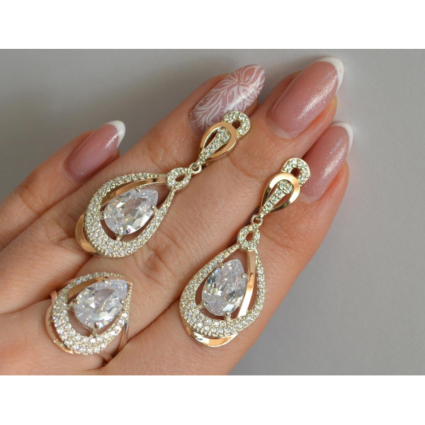 Серебряный набор с золотыми пластинами (158)