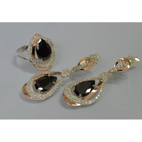 Серебряный набор с золотыми пластинами (158)