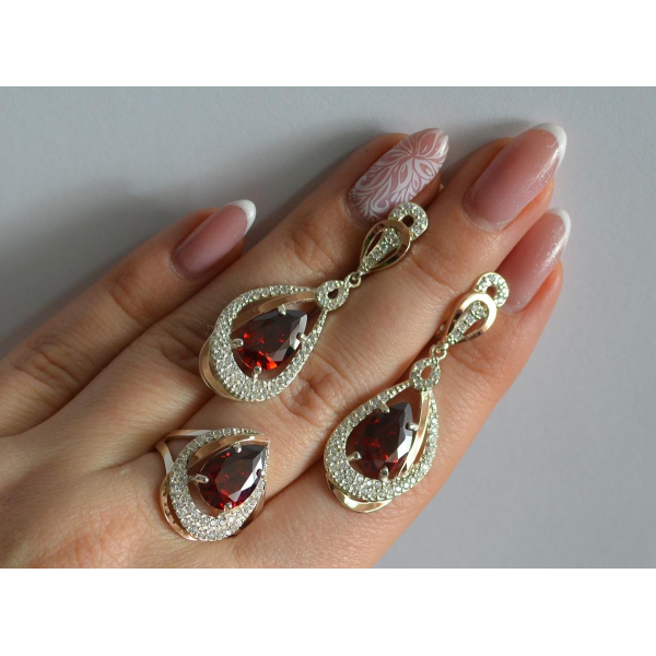 Серебряный набор с золотыми пластинами (158)