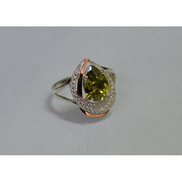 Серебряное кольцо с золотыми вставками (158к)