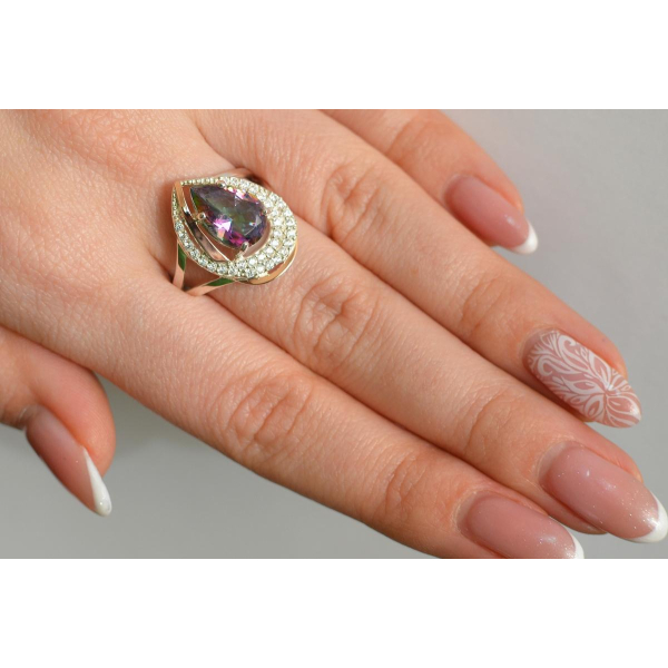 Серебряное кольцо с золотыми вставками (158к)