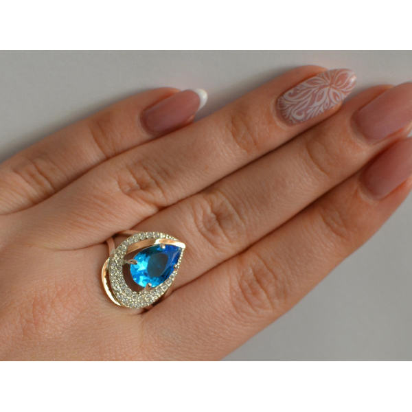 Серебряное кольцо с золотыми вставками (158к)