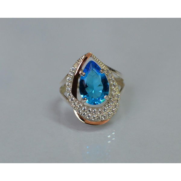 Серебряное кольцо с золотыми вставками (158к)