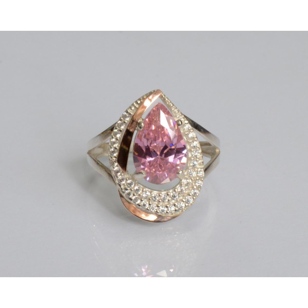 Серебряное кольцо с золотыми вставками (158к)