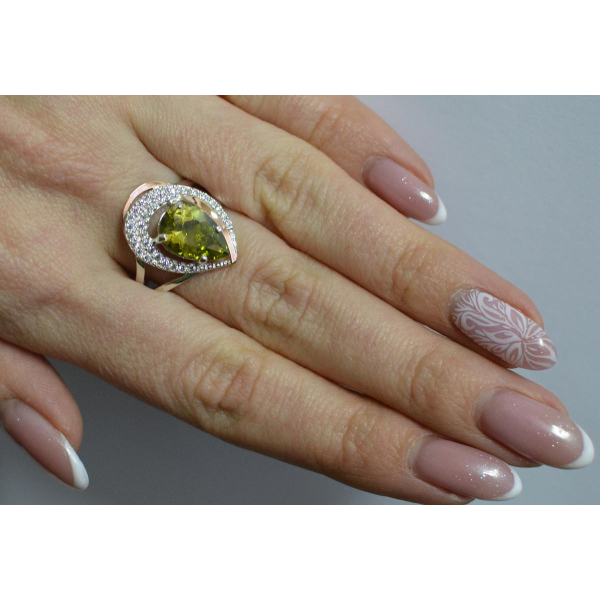 Серебряное кольцо с золотыми вставками (158к)