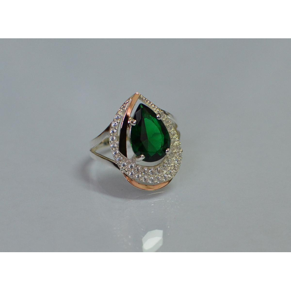 Серебряное кольцо с золотыми вставками (158к)