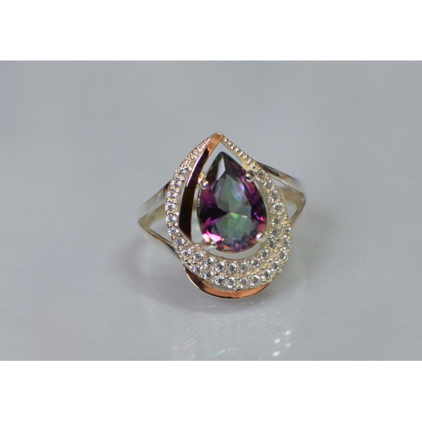 Серебряное кольцо с золотыми вставками (158к)