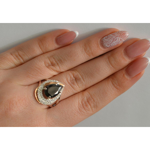 Серебряное кольцо с золотыми вставками (158к)